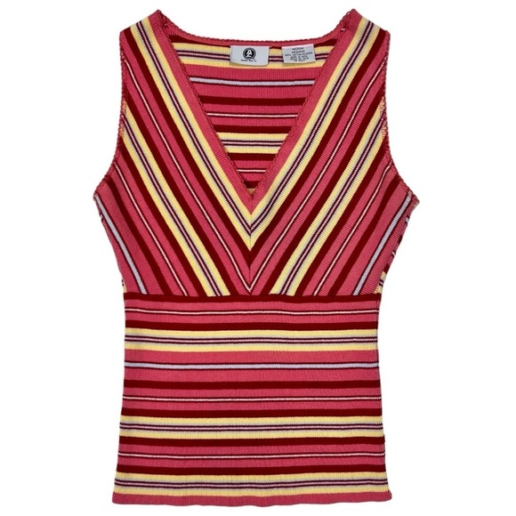 Vintage Striped Sleeveless Knit Sweater - Picture 1 of 7